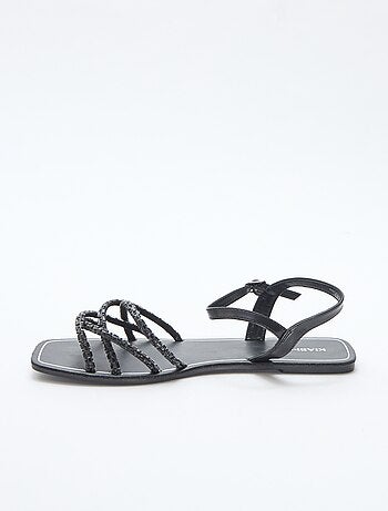 Sandali bassi con listini glitterati