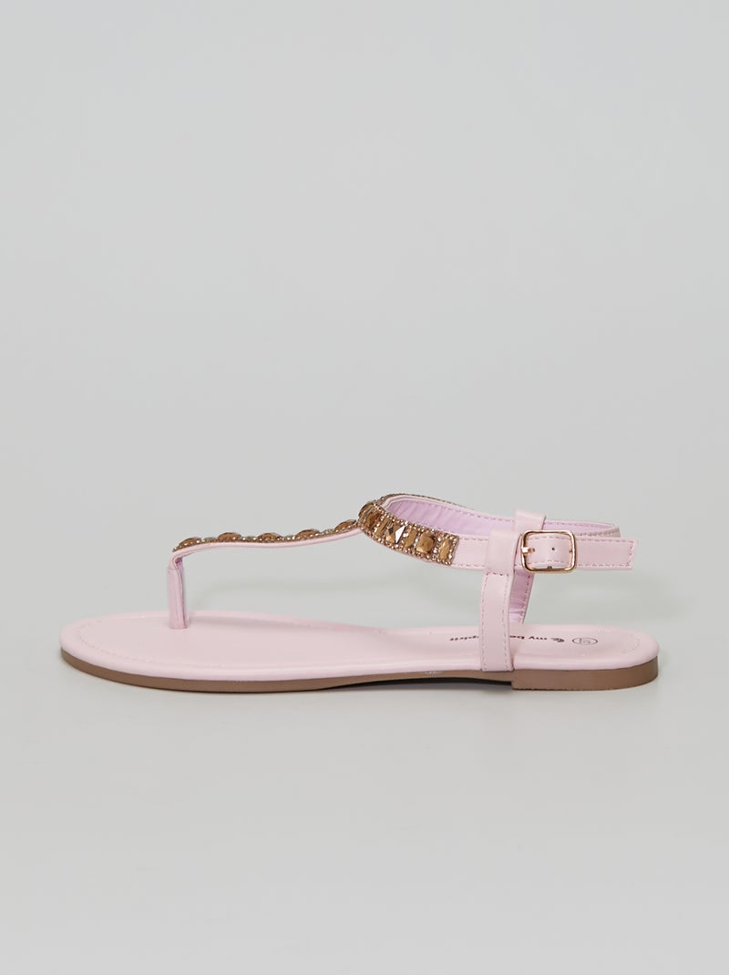 Sandali bassi con strass rosa - Kiabi