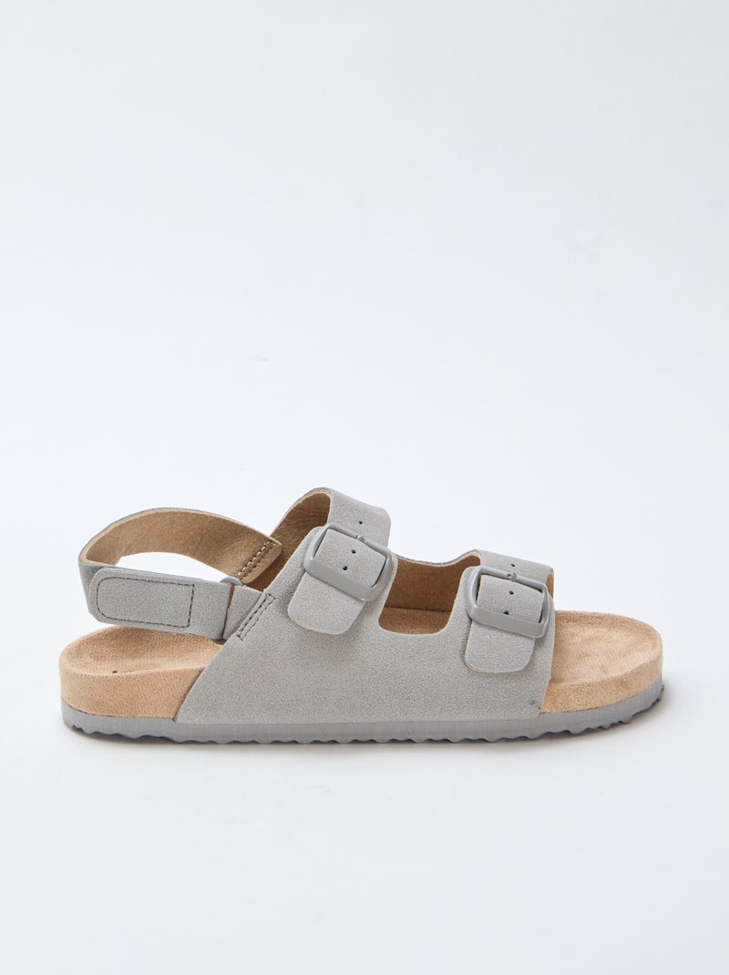Sandali bassi in ecopelle scamosciata regolabili Grigio - Kiabi