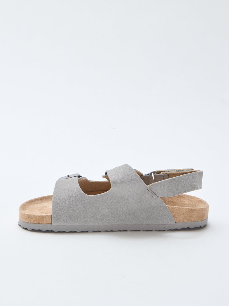 Sandali bassi in ecopelle scamosciata regolabili Grigio - Kiabi
