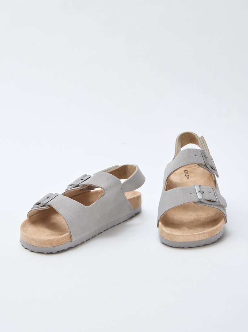 Sandali bassi in ecopelle scamosciata regolabili Grigio - Kiabi