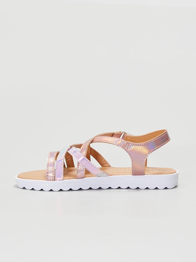 Sandali bassi iridescenti ROSA - Kiabi
