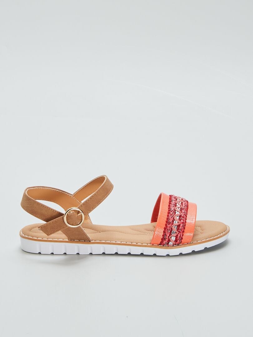 Shoetopia Sandali Bassi Ragazza Flat-730 – Ballerine Estive Con Due Cinghie, Suola Piatta, Moda Confortevole