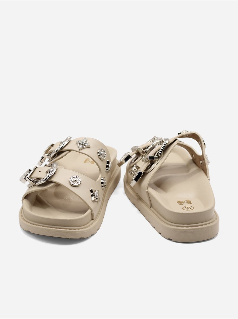 Sandali con borchie Beige - Kiabi