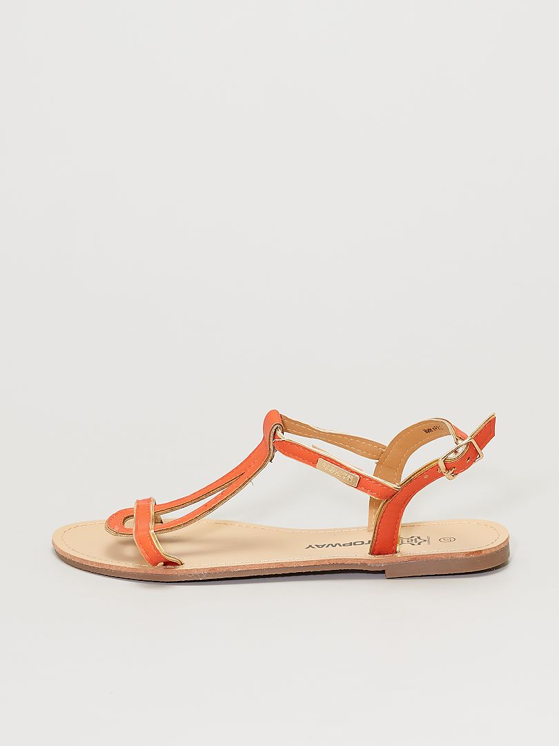Sandali con bordino dorato arancione - Kiabi
