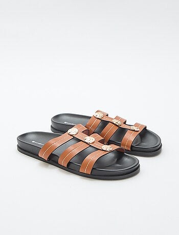 Sandali con bottoni dorati fantasia