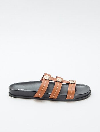 Sandali con bottoni dorati fantasia