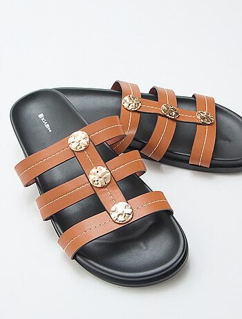 Sandali con bottoni dorati fantasia