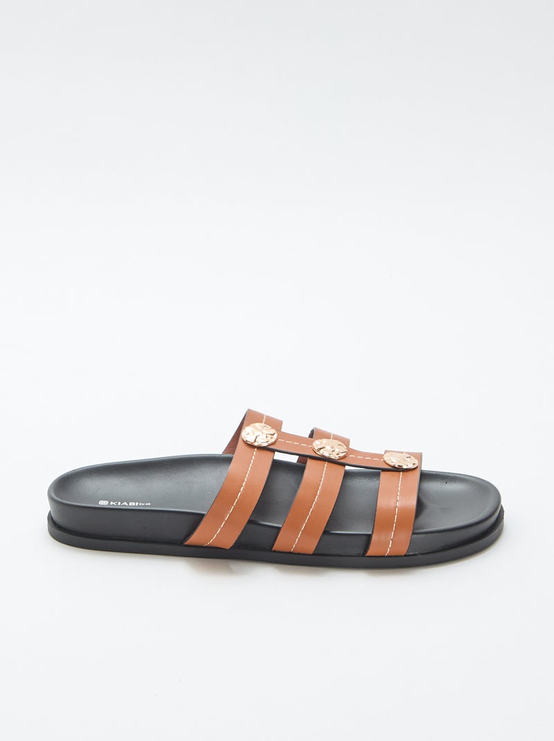 Sandali con bottoni dorati fantasia Marrone - Kiabi