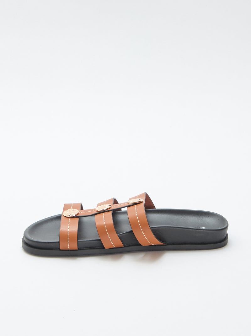 Sandali con bottoni dorati fantasia Marrone - Kiabi