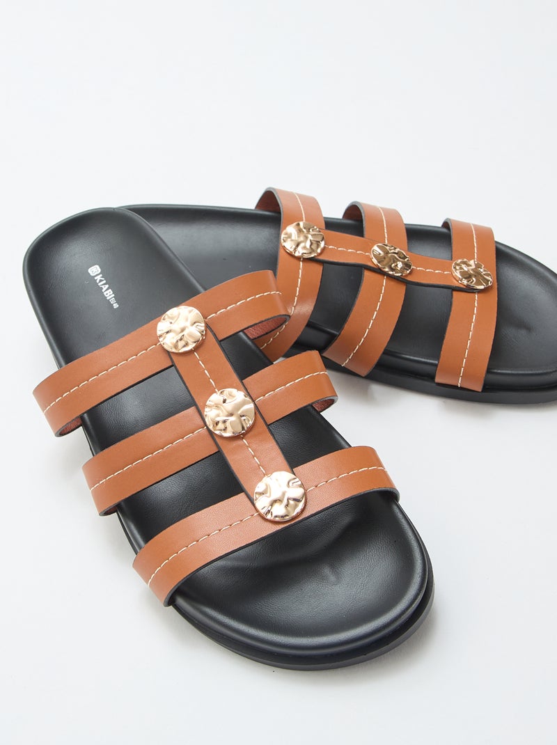 Sandali con bottoni dorati fantasia Marrone - Kiabi