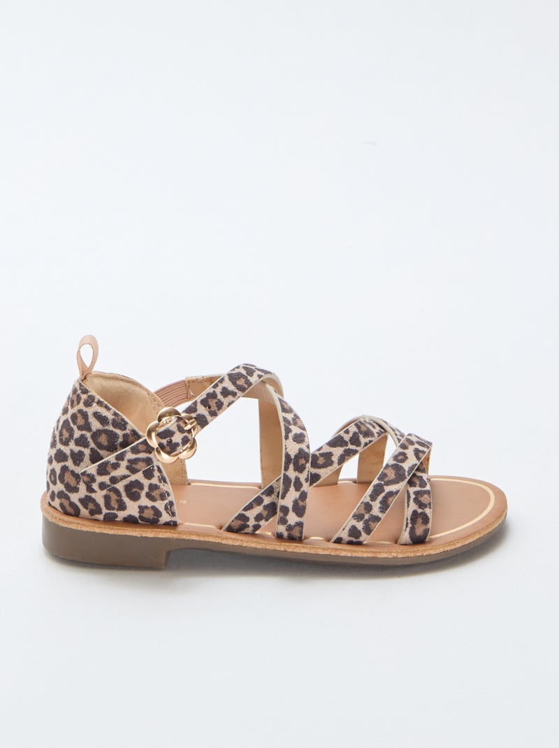 Sandali con cinturini a fantasia leopardata Marrone - Kiabi
