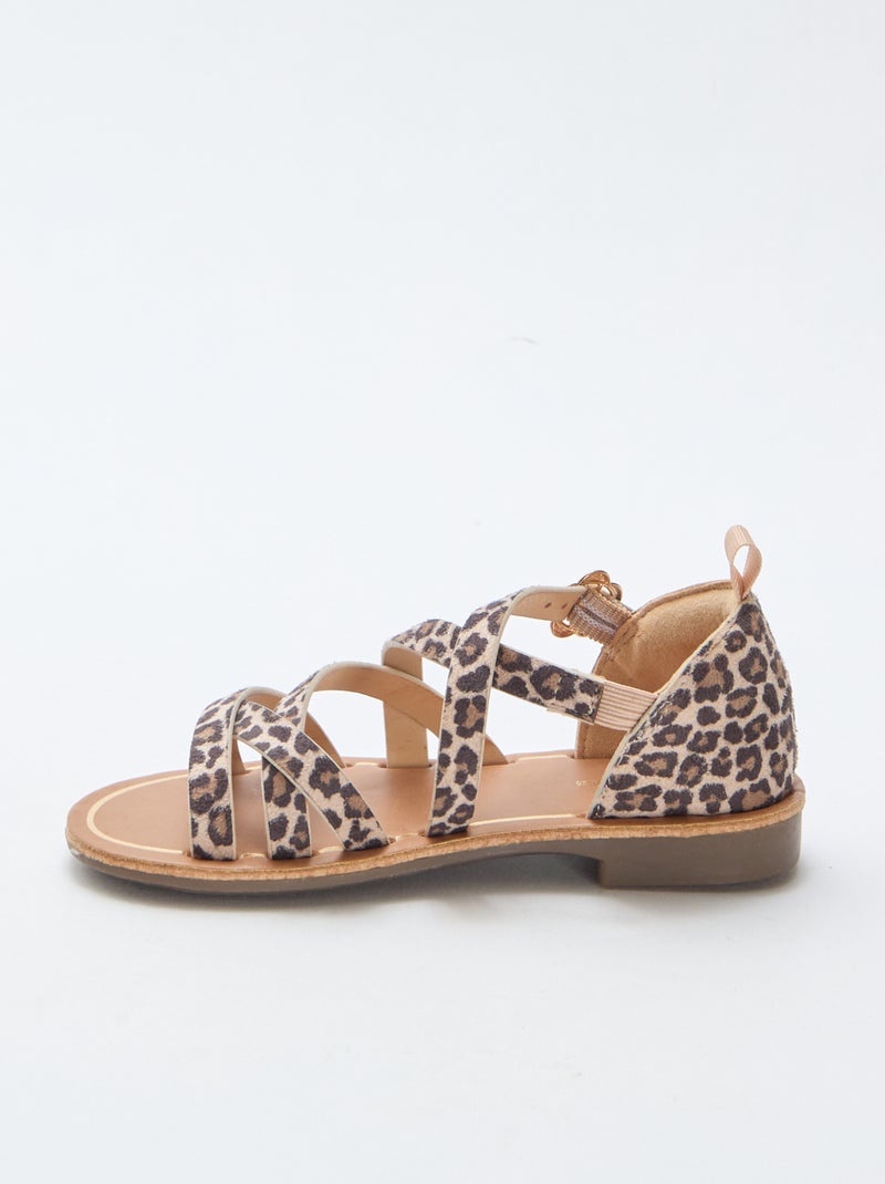 Sandali con cinturini a fantasia leopardata Marrone - Kiabi