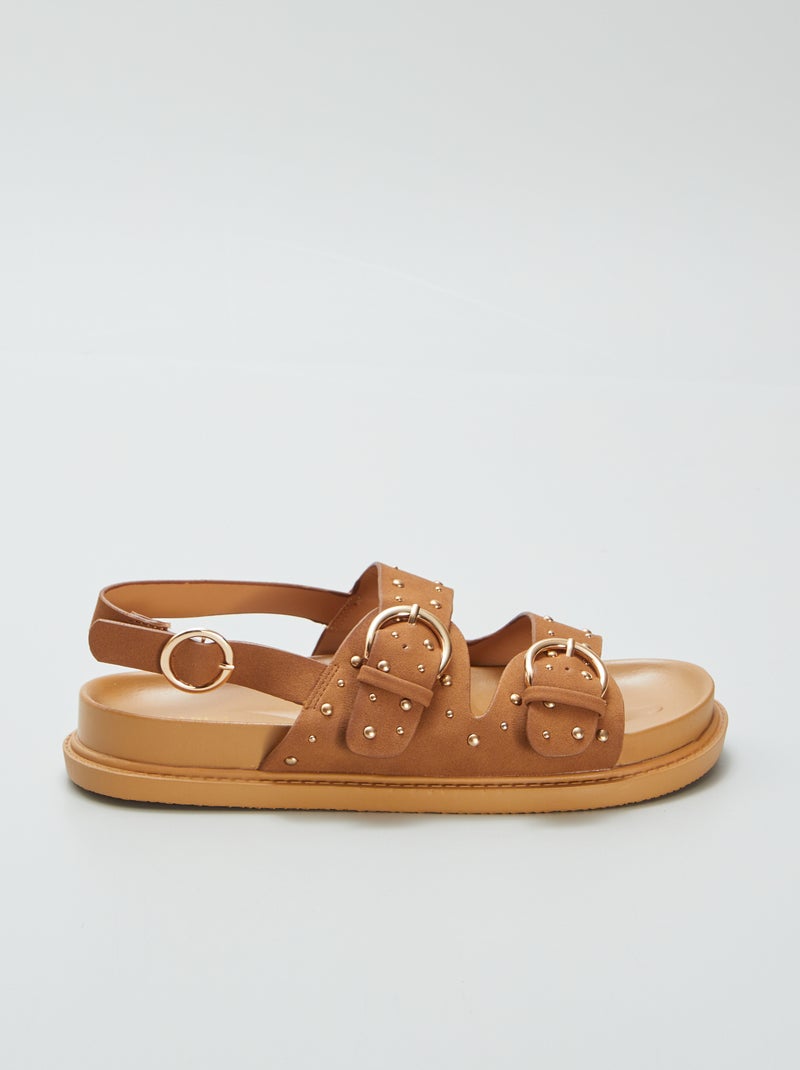 Sandali con cinturini borchiati BEIGE - Kiabi