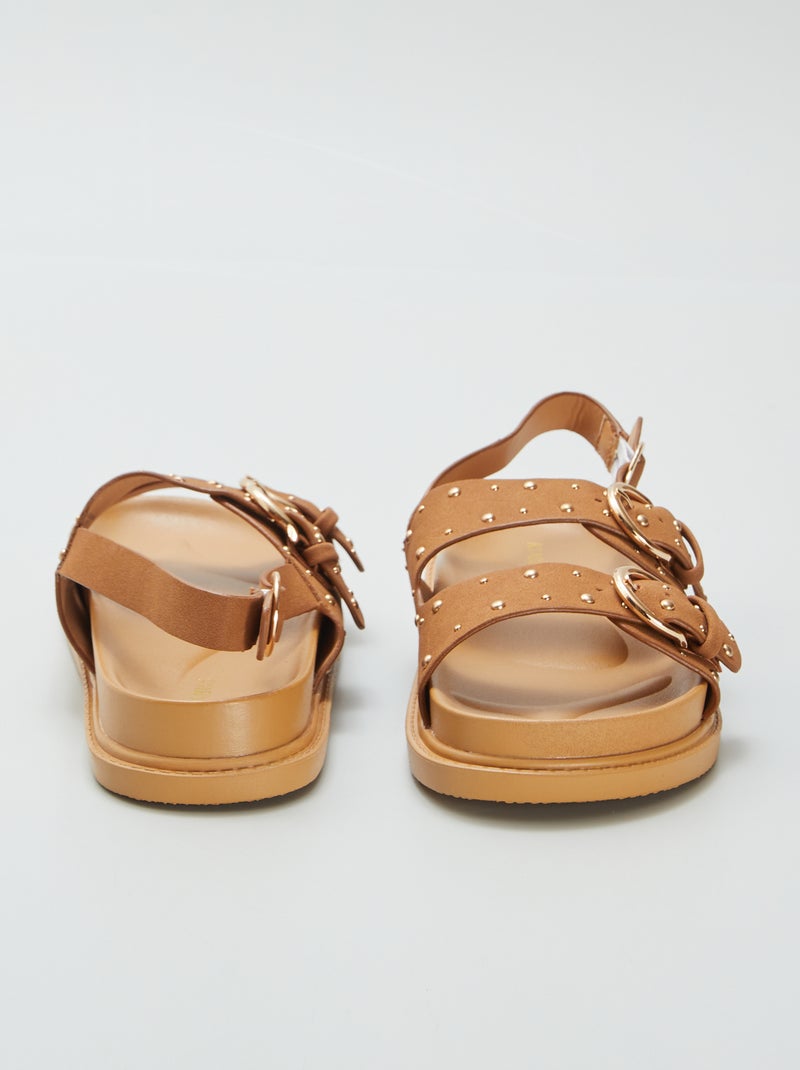Sandali con cinturini borchiati BEIGE - Kiabi