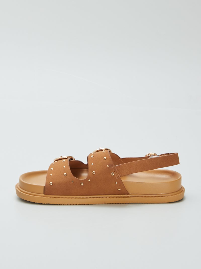 Sandali con cinturini borchiati BEIGE - Kiabi