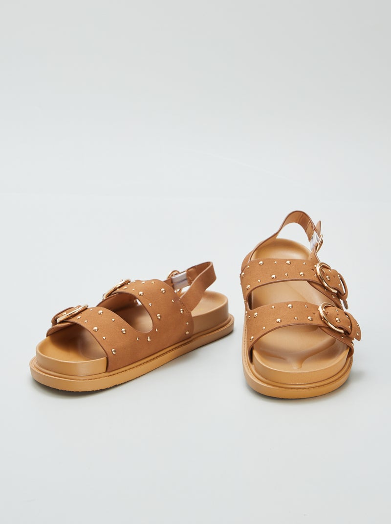 Sandali con cinturini borchiati BEIGE - Kiabi