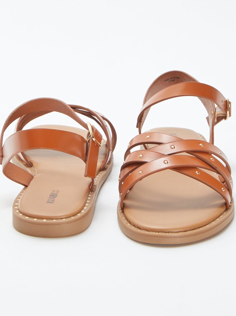 Sandali con cinturini con borchie MARRONE - Kiabi