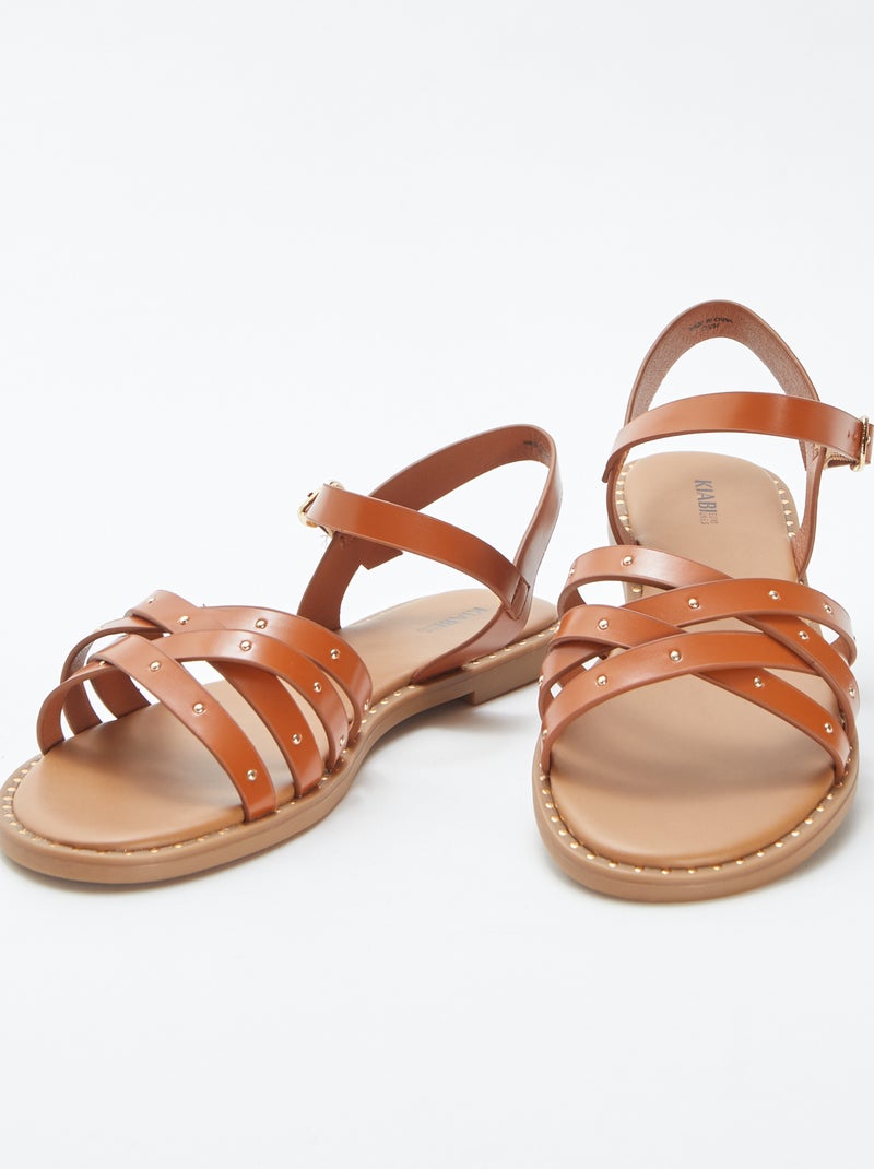 Sandali con cinturini con borchie MARRONE - Kiabi