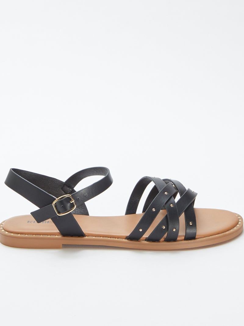Sandali con cinturini con borchie NERO - Kiabi