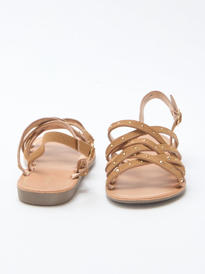 Sandali con cinturini e borchie Beige - Kiabi