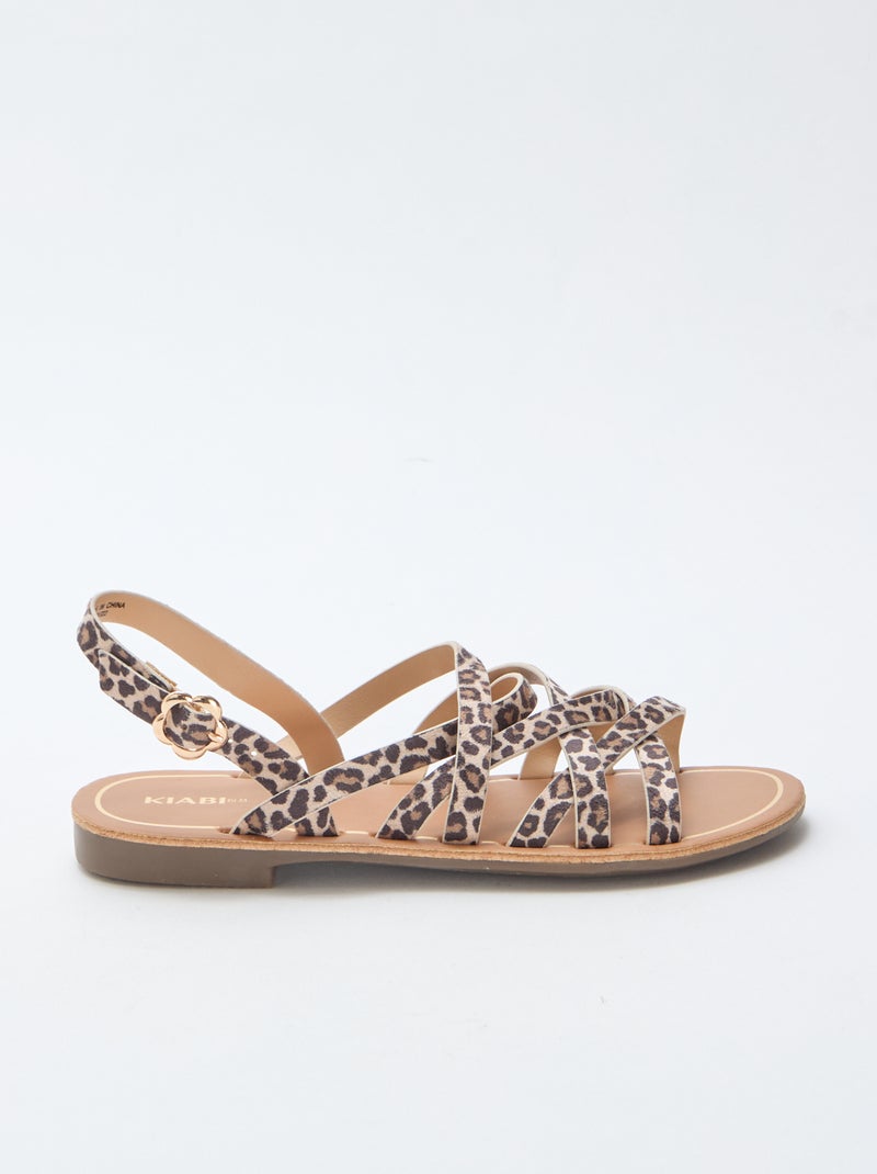 Sandali con cinturini e motivo leopardato Marrone - Kiabi