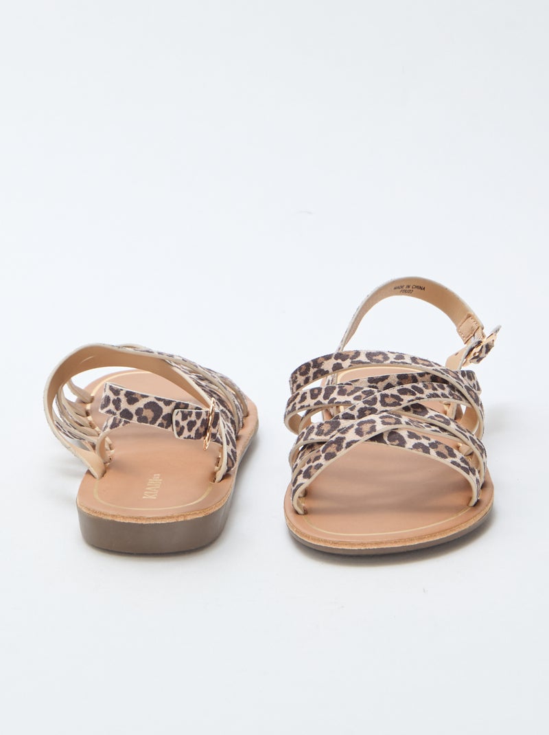 Sandali con cinturini e motivo leopardato Marrone - Kiabi