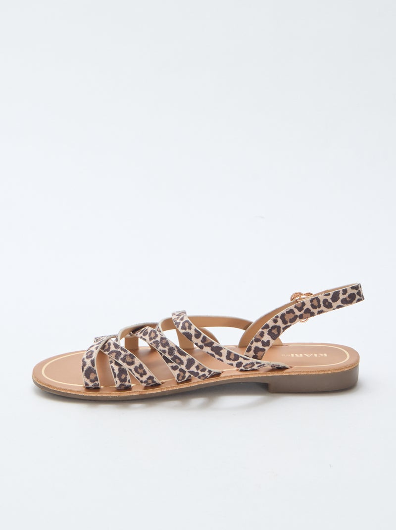 Sandali con cinturini e motivo leopardato Marrone - Kiabi