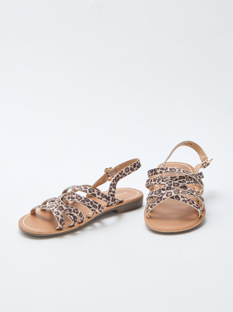 Sandali con cinturini e motivo leopardato Marrone - Kiabi
