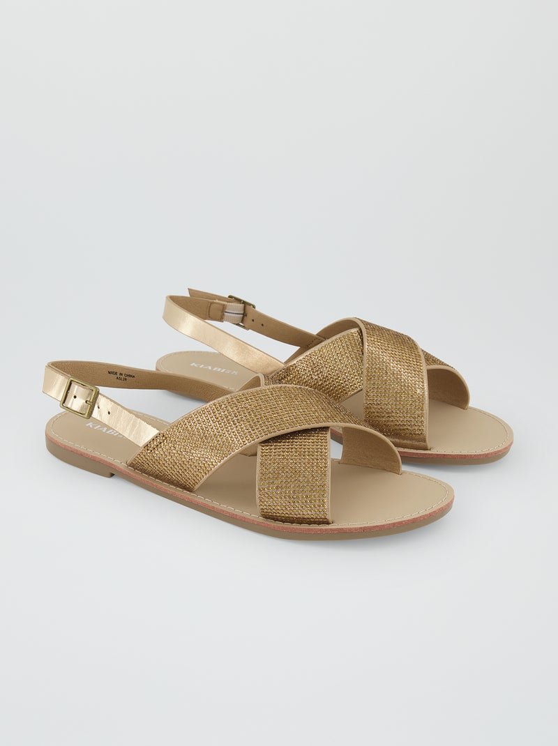 Sandali con cinturini e strass GIALLO - Kiabi