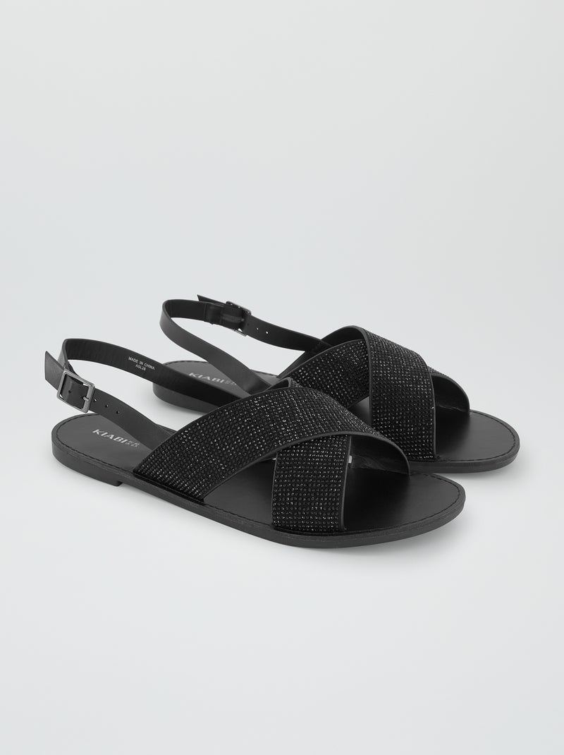 Sandali con cinturini e strass NERO - Kiabi