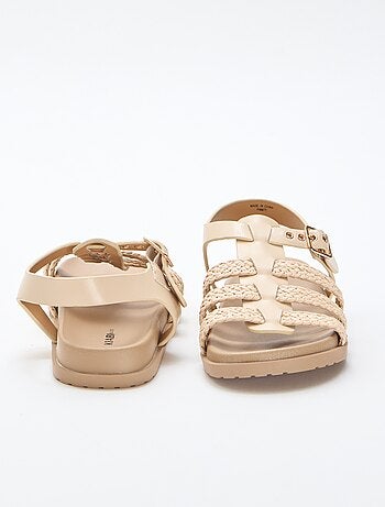 Sandali con cinturini in paglia