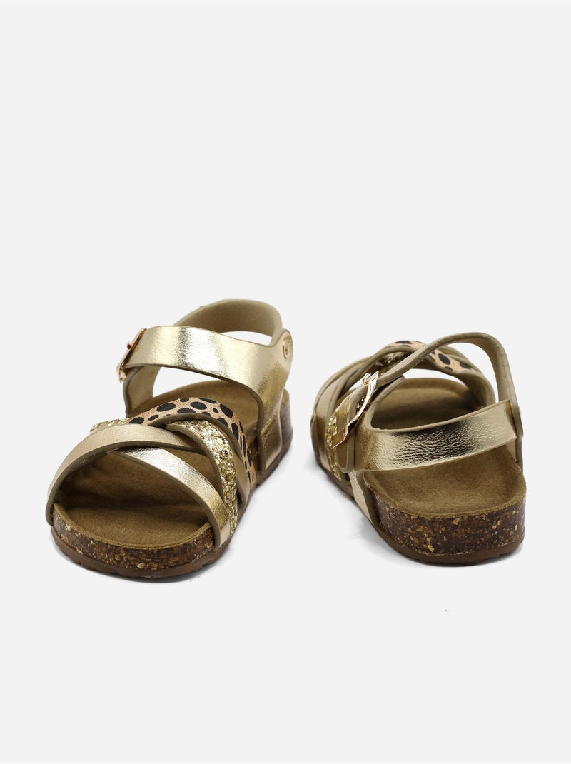 Sandali con cinturini incrociati Dorato/Oro - Kiabi