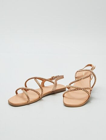 Sandali con cinturini incrociati e strass