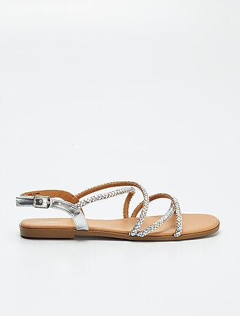 Sandali con cinturini incrociati e strass