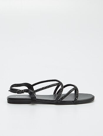 Sandali con cinturini incrociati e strass