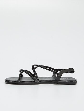 Sandali con cinturini incrociati e strass