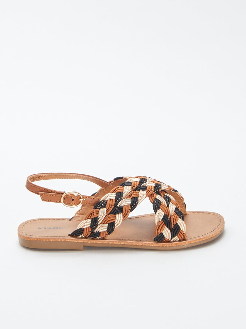 Sandali con cinturini incrociati tricolori MARRONE - Kiabi