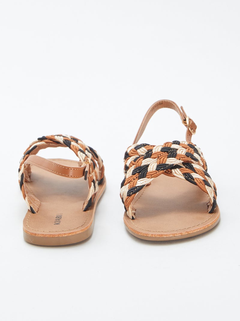 Sandali con cinturini incrociati tricolori MARRONE - Kiabi
