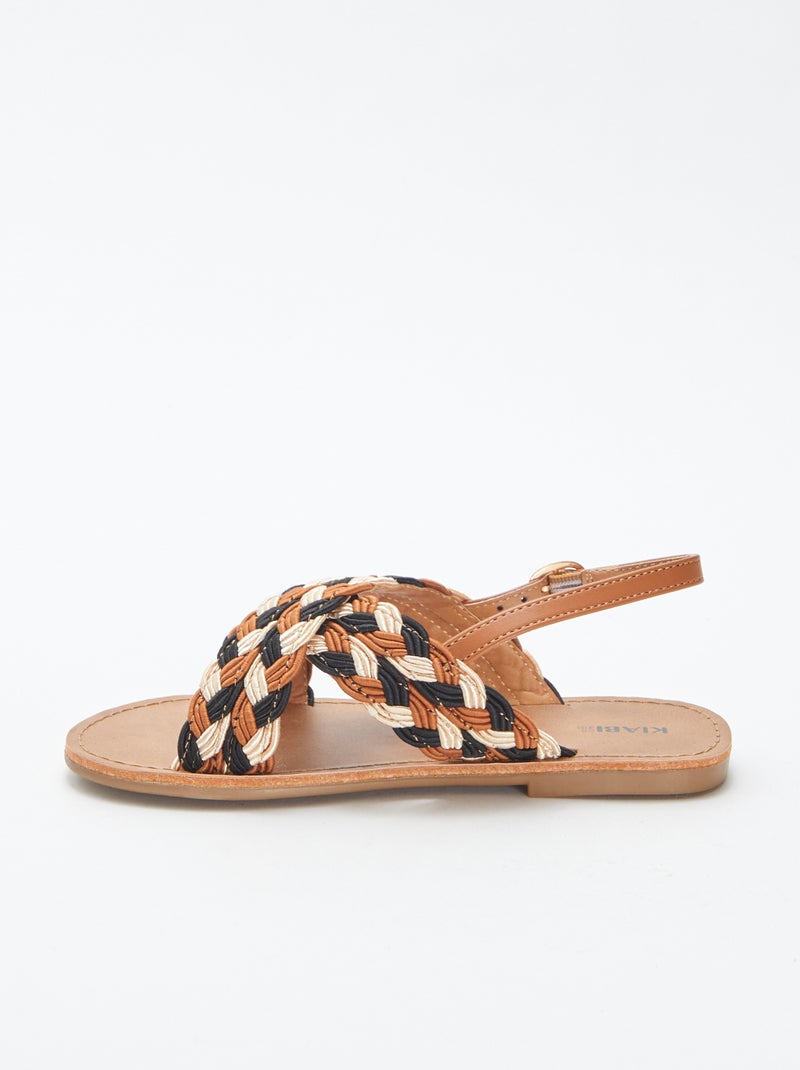 Sandali con cinturini incrociati tricolori MARRONE - Kiabi