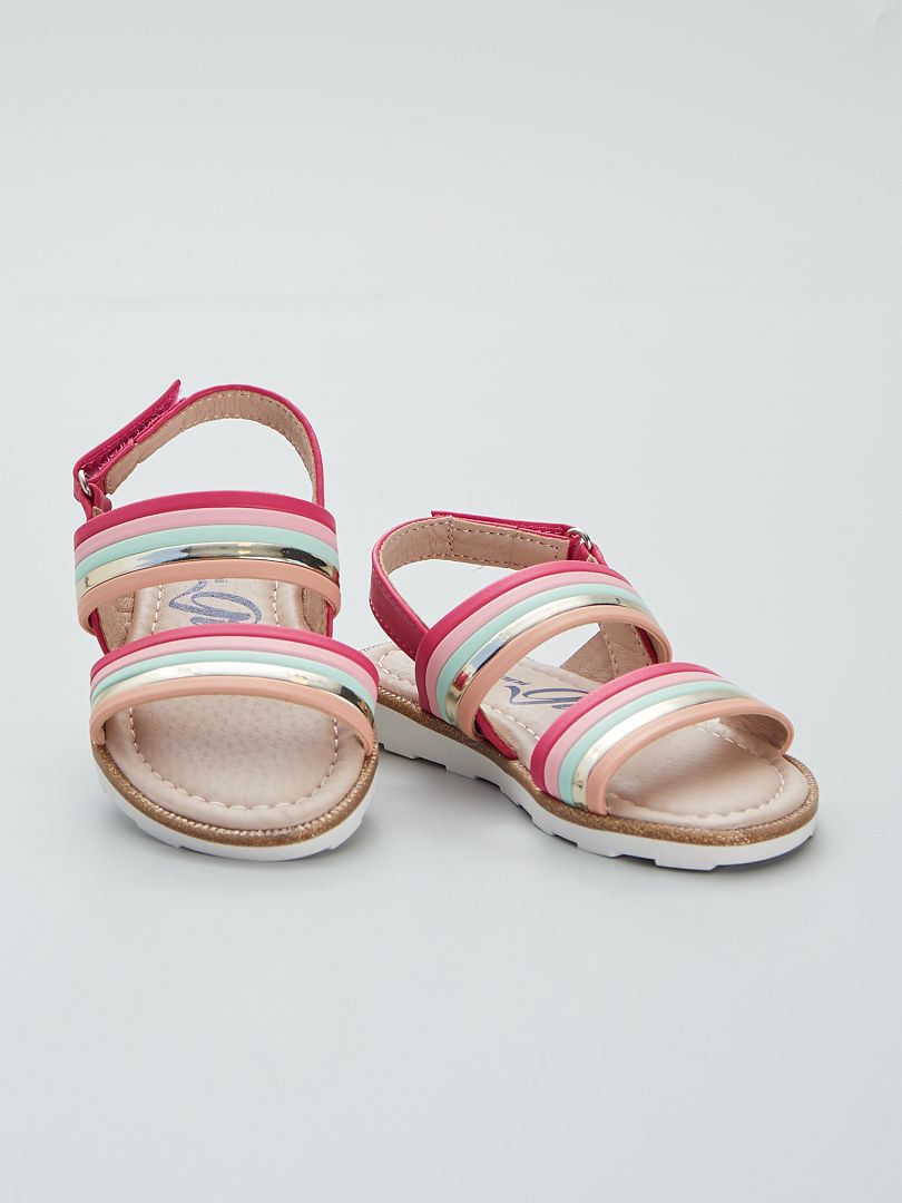 Sandali con cinturini multicolore fucsia - Kiabi