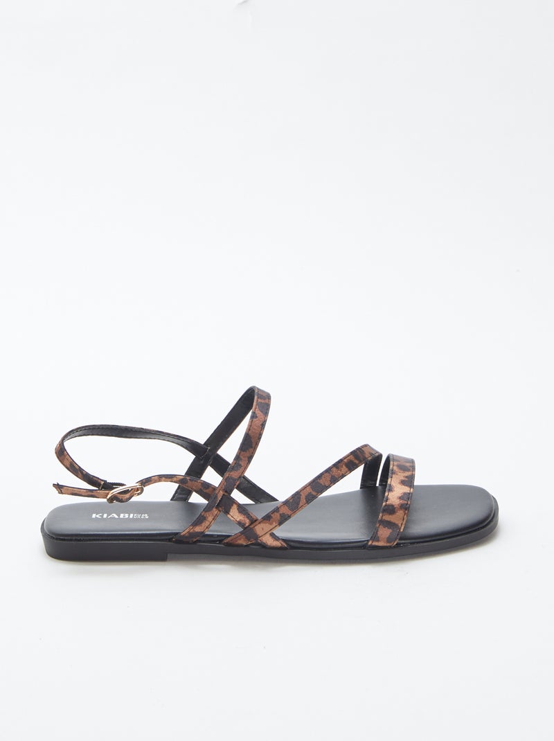 Sandali con cinturini sottili e stampa leopardata NERO - Kiabi
