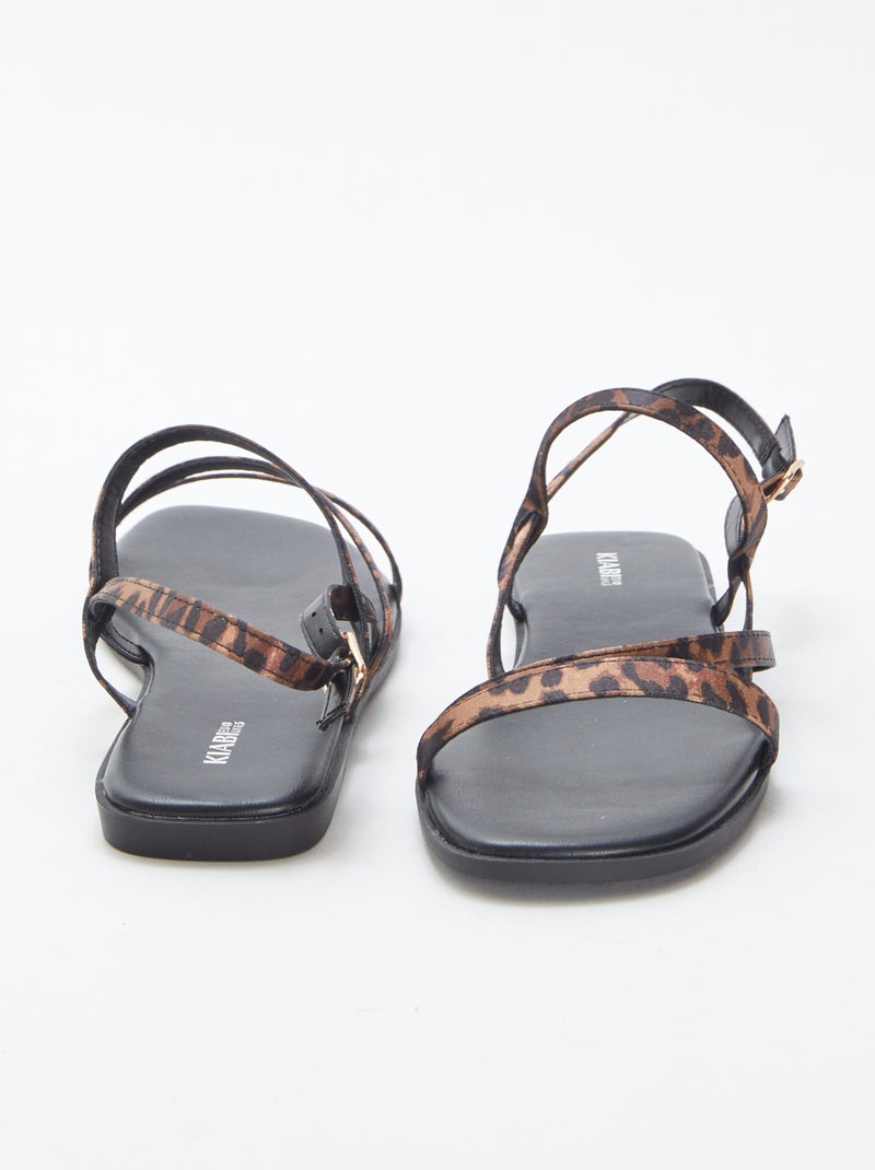 Sandali con cinturini sottili e stampa leopardata NERO - Kiabi