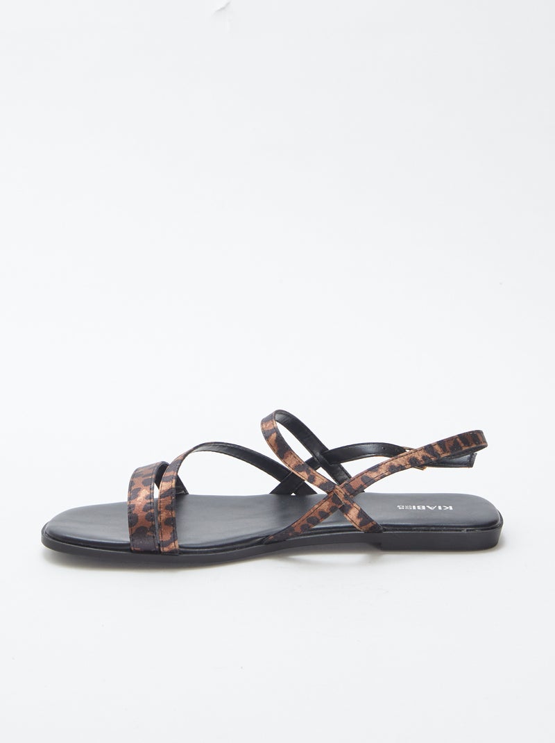 Sandali con cinturini sottili e stampa leopardata NERO - Kiabi
