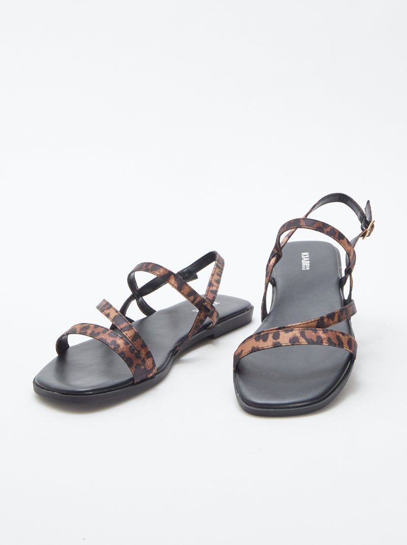 Sandali con cinturini sottili e stampa leopardata NERO - Kiabi