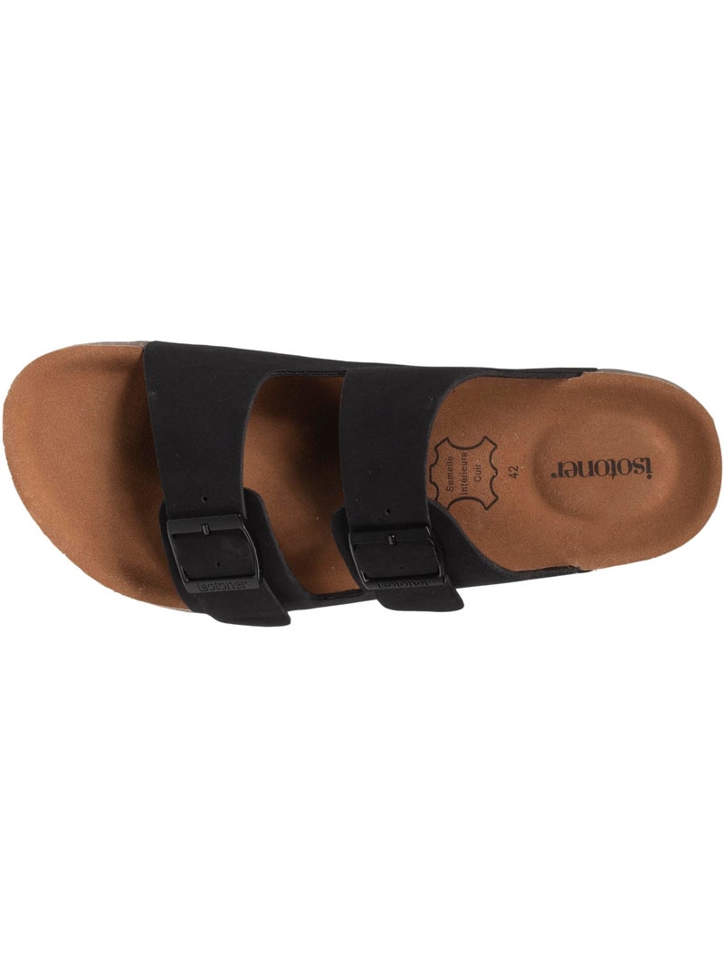 Sandali con cinturini ultracomodi, soletta in pelle isotoner Nero - Kiabi