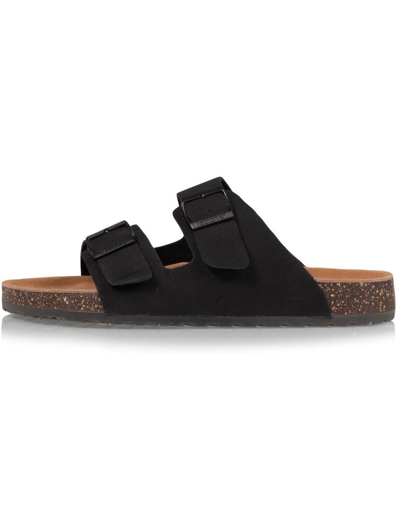 Sandali con cinturini ultracomodi, soletta in pelle isotoner Nero - Kiabi