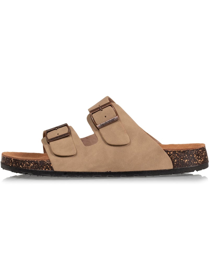 Sandali con cinturini ultracomodi, soletta in pelle isotoner Tortora - Kiabi