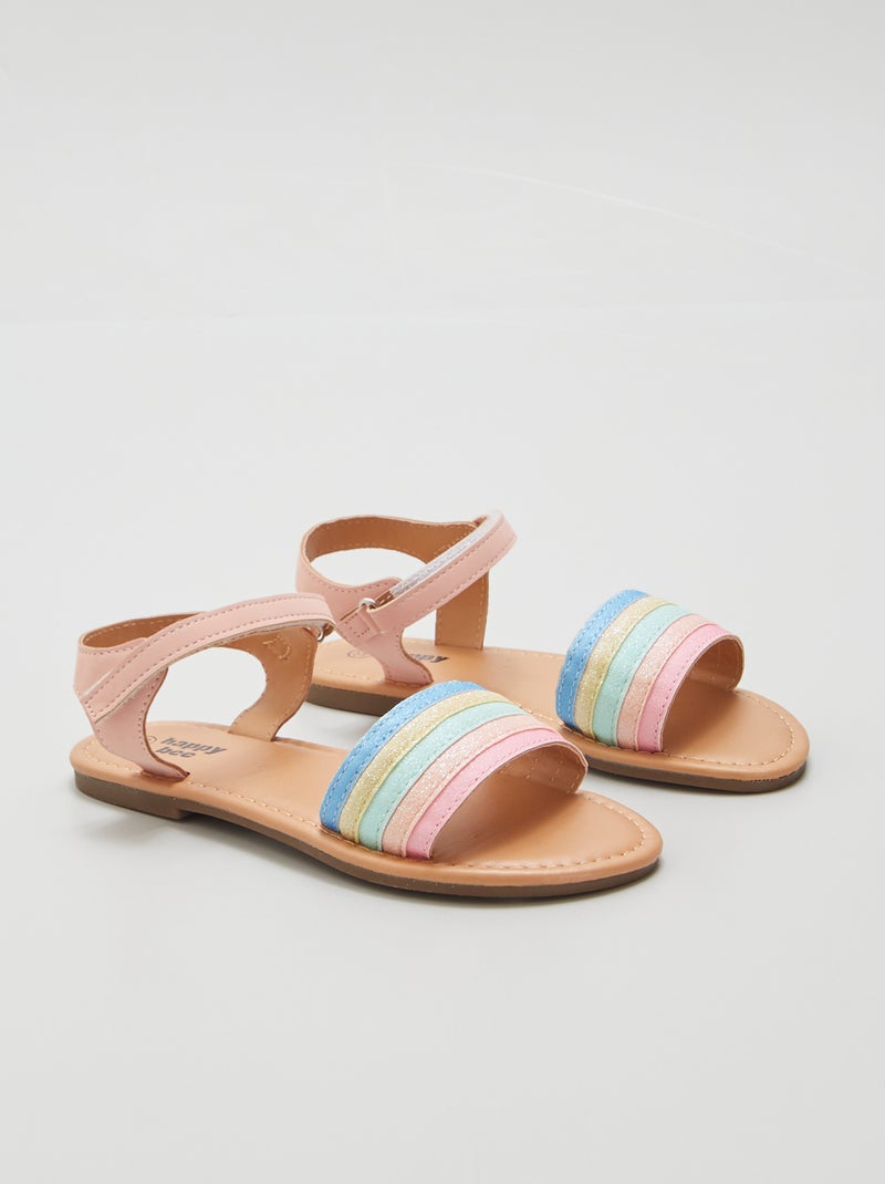 Sandali con cinturino arcobaleno ROSA - Kiabi