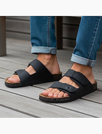 Sandali con doppi cinturini in velcro, soletta patch per il tallone Isotoner